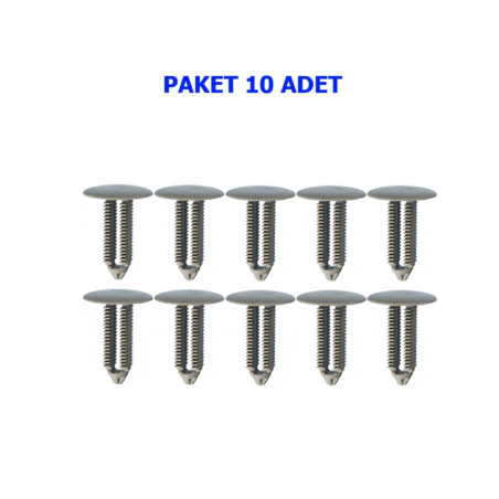 YAN KAPLAMA KLİPS GRİ İNCE DİŞ (PAKET 10 ADET) FORD TRANSİT