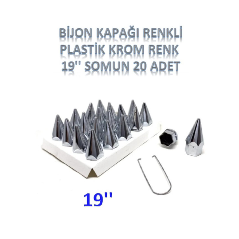 BİJON KAPAĞI KROM SİVRİ 19mm 20 ADET TAKIM