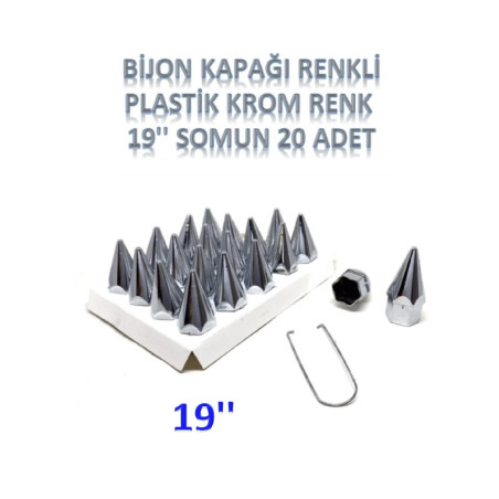 BİJON KAPAĞI KROM SİVRİ 19mm 20 ADET TAKIM