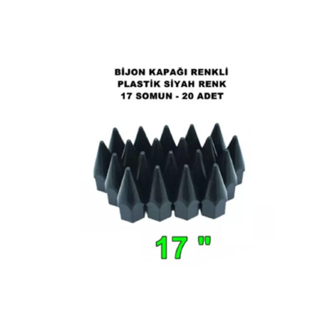 BİJON KAPAĞI SİYAH SİVRİ 17mm 20 ADET TAKIM
