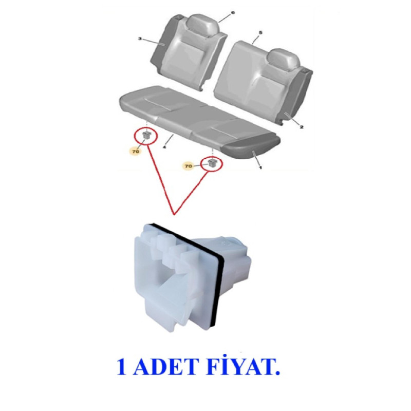 ARKA KOLTUK ALTI KLİPS SEGMAN PEUGEOT 2008 20- C4 X 23-