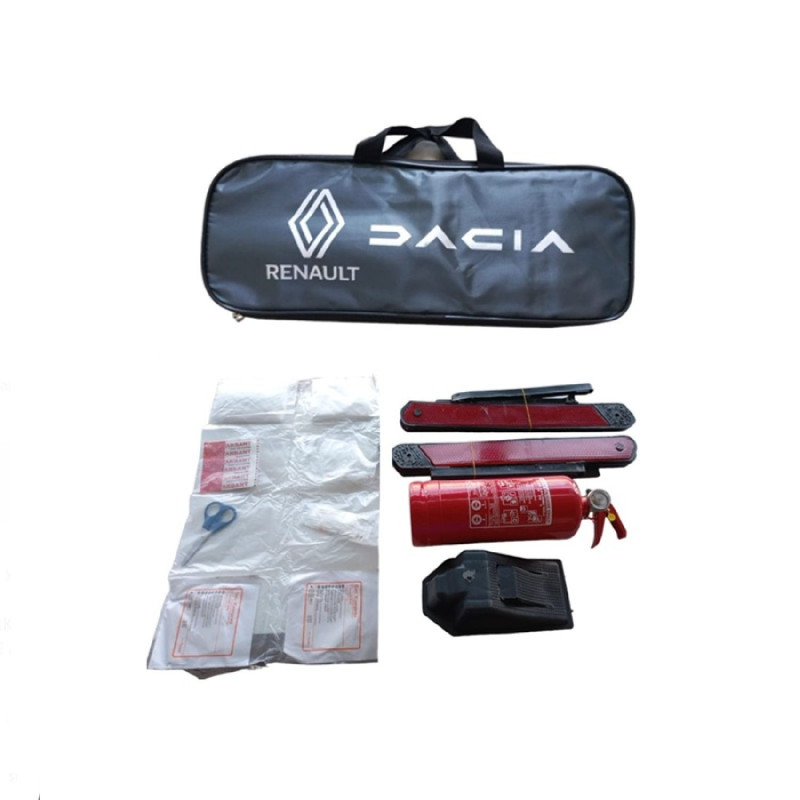 TRAFİK SETİ 1kğ YANGIN SÖNDÜRME TÜPÜ DAHİL İLK YARDIM SETİ RENAULT DACIA ARMALI