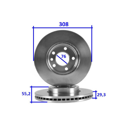FREN DİSKİ ÖN HAVALI 5 BJN 300x29.5x76x55.2 VW TRANSPORTER T5 03- TRANSPORTER T6 15- TOUAREG 02-