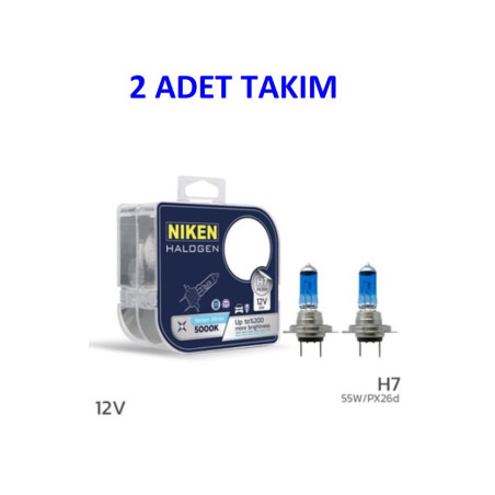 FAR AMPULÜ 12V H7 55W BEYAZ IŞIK NIKEN 2 ADET TAKIM PX26d 5000K