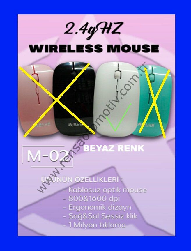 BİLGİSAYAR WIRELESS OPTİK KABLOSUZ MAUSE FARE BEYAZ RENK