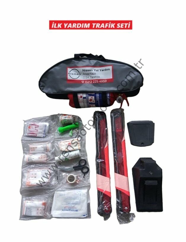 TRAFİK SETİ 1kğ YANGIN SÖNDÜRME TÜPÜ DAHİL (İLK YARDIM SETİ) NISSAN YAZILI