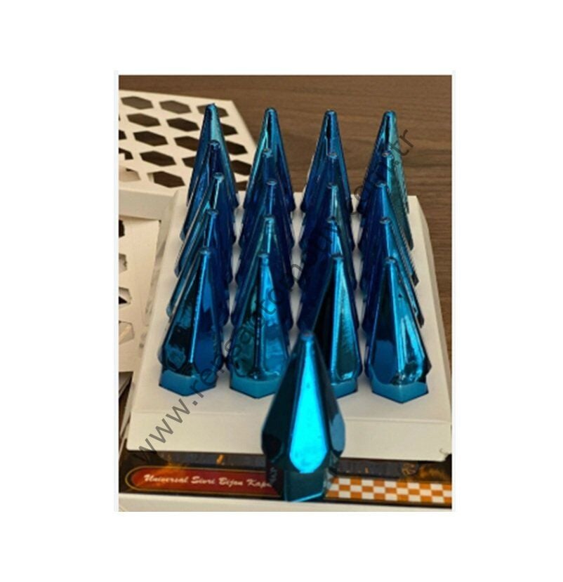 BİJON KAPAĞI MAVİ SİVRİ 17mm 20 ADET TAKIM