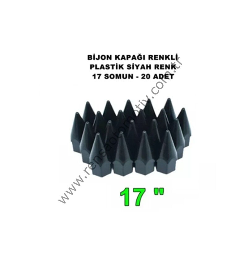 BİJON KAPAĞI SİYAH SİVRİ 17mm 20 ADET TAKIM