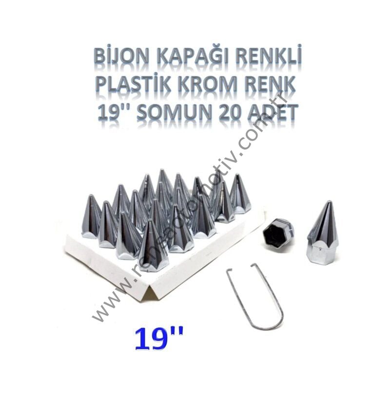 BİJON KAPAĞI KROM SİVRİ 19mm 20 ADET TAKIM