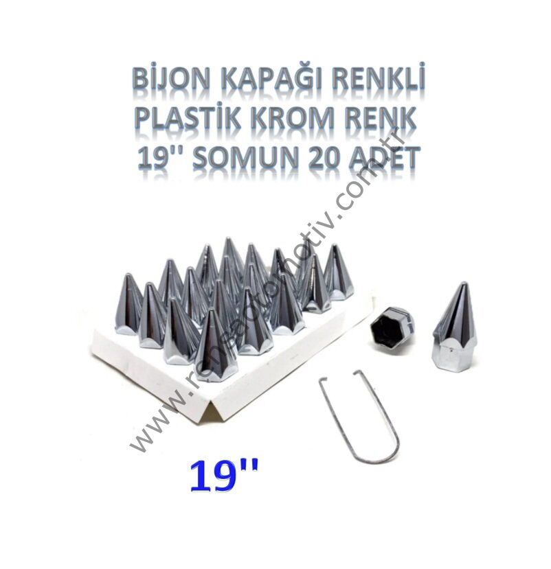 BİJON KAPAĞI KROM SİVRİ 19mm 20 ADET TAKIM