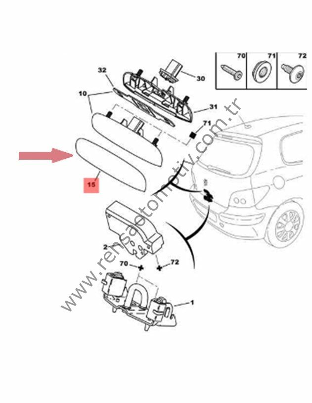 BAGAJ AÇMA MEKANİZMA KAPAĞI PEUGEOT 307
