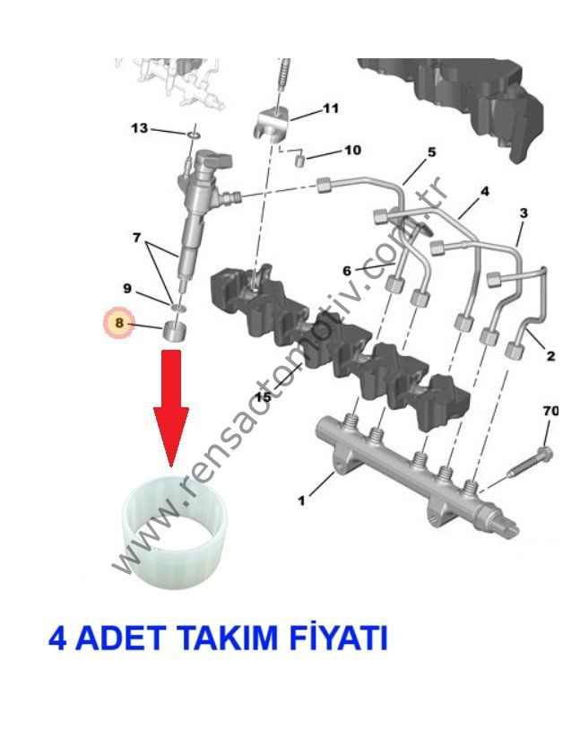ENJEKTÖR ALT FİBERİ 4AD. TK. 2008 206+ 208 3008 301 308 4008 5008 508 PARTNER TEPEE BERLINGO C4 C5