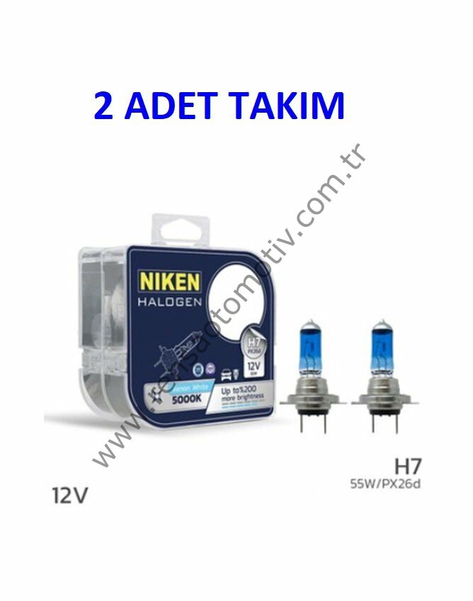 NIKEN 2 ADET TAKIM FAR AMPULÜ 12V H7 55W BEYAZ IŞIK AMPUL PX26d 5000K