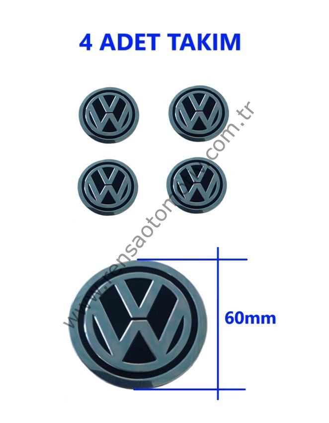 JANT GÖBEK ARMA 60mm YAPIŞMA (4 ADET TAKIM) VOLKSWAGEN PASSAT GOLF JETTA TÜM MODELLER
