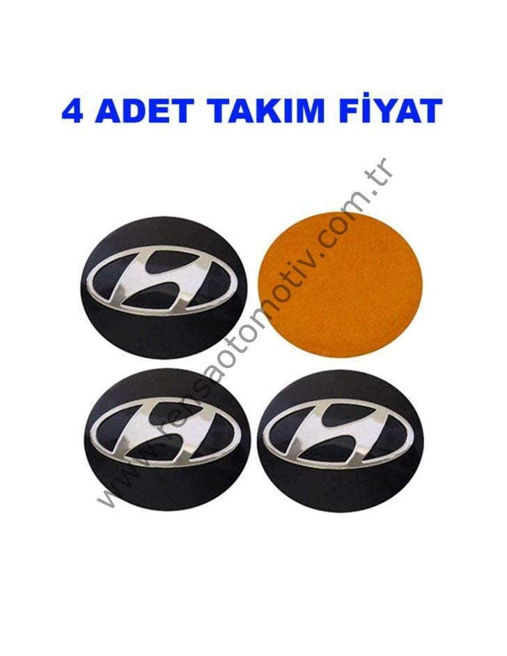 JANT GÖBEK ARMA SİYAH RENK 56mm YAPIŞMA 4 ADET TAKIM HYUNDAI