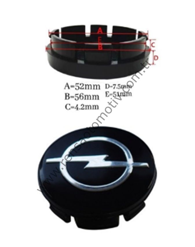 JANT GÖBEK ARMA SİYAH RENK 56-52mm (Q55) OPEL