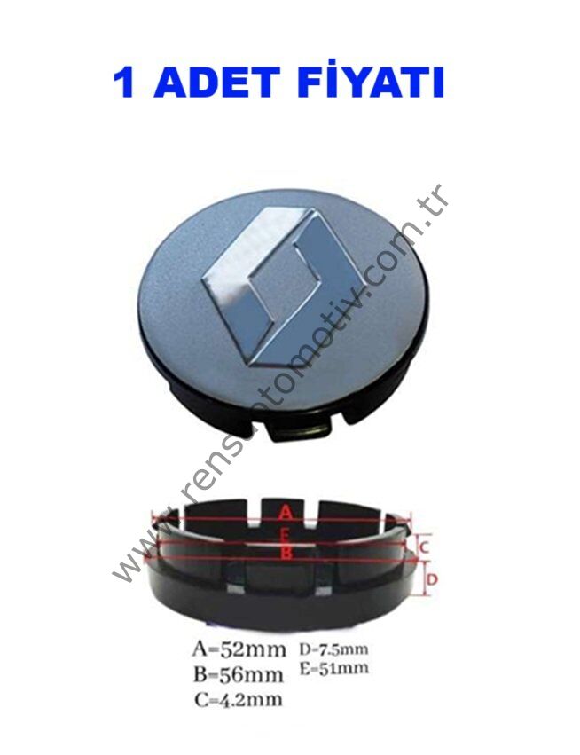 1 ADET JANT GÖBEK ARMASI 56-52mm GRİ RENK RENAULT