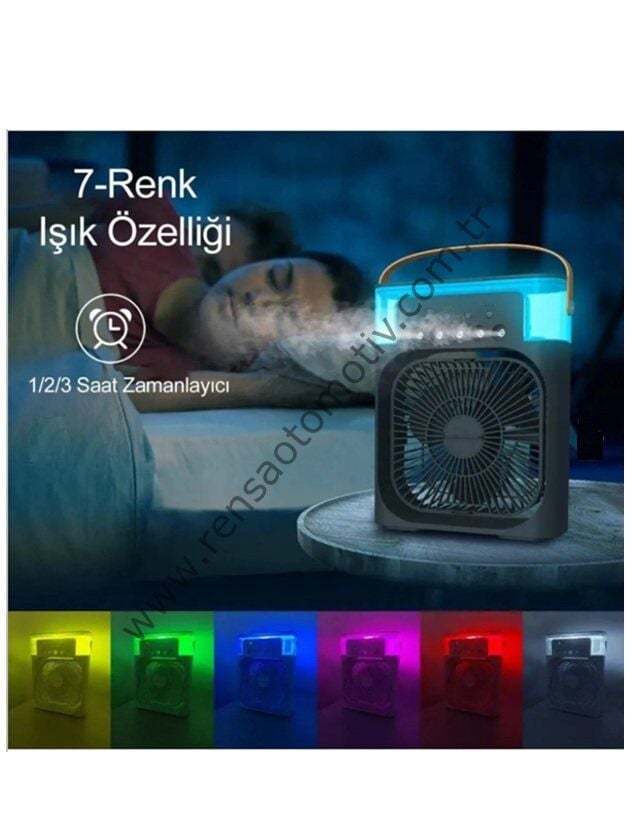 IŞIKLI KLİMA 600ml 5 SPREYLI VANTILATÖR BUZLU BUHARLI MİNİ KLİMA FAN SİYAH RENK