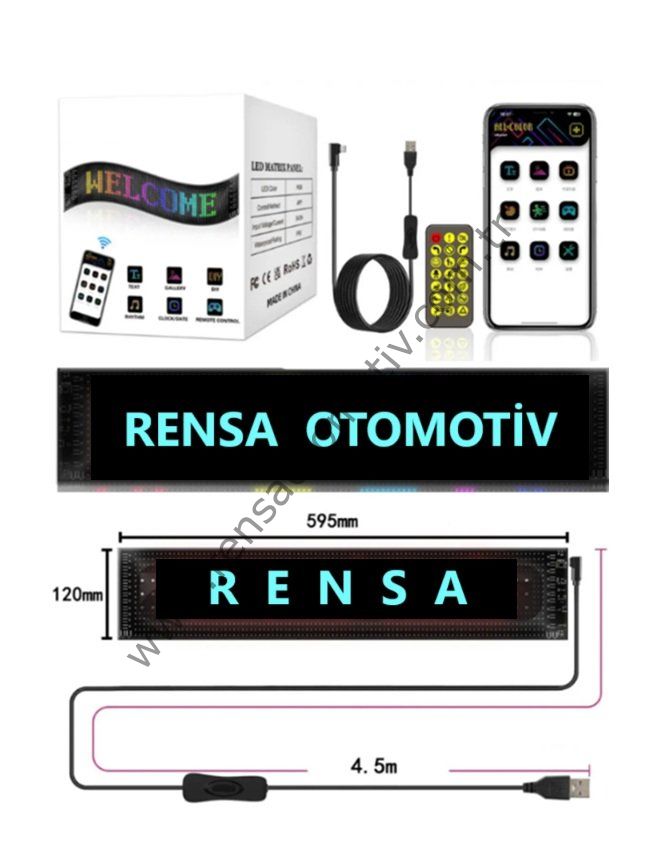 LED PANEL ELEKTRONIK KAYAN YAZI 60cm ARAÇ İŞ YERİ MİNİBÜS KAMYON