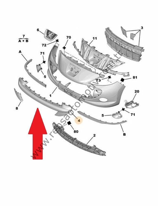 ÖN TAMPON BANDI PEUGEOT 206+ PLUS 2007-