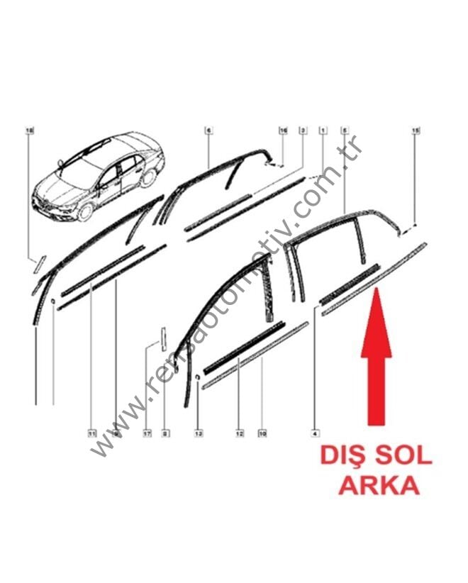 ARKA KAPI CAMI DIŞ FİTİL SOL RENAULT MEGANE IV SEDAN