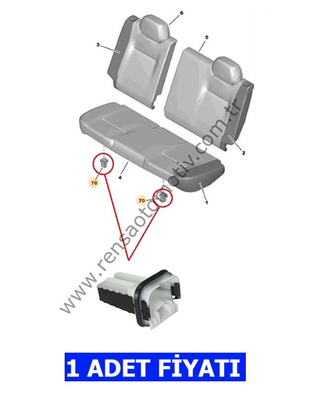ARKA KOLTUK ALTI KLİPS SEGMAN PEUGEOT 301 208 CITROEN C-ELYSEE C3 CACTUS OPEL CORSA F