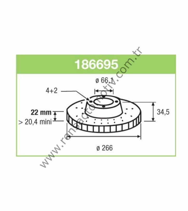 FREN DİSK ÖN TAKIM HAVALI 266mm PEUGEOT 207 206 301 PARTNER YM CITROEN C4 C3 BERLİNGO C-ELYSEE