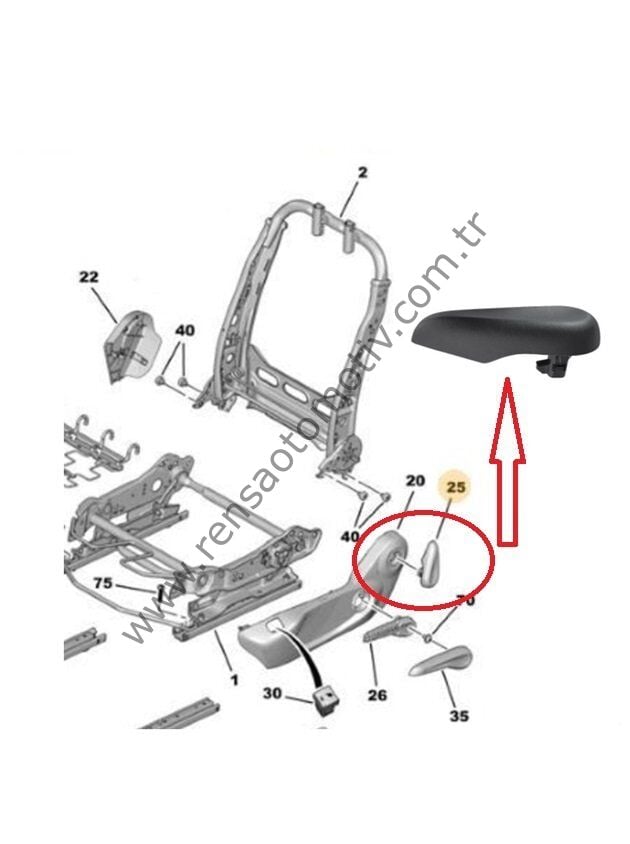 KOLTUK AYAR KOLU PEUGEOT 301 CITROEN C-ELYSEE 2012-