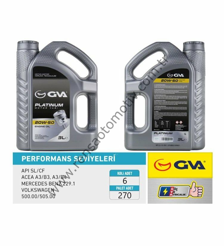 20W50 MOTOR YAĞI 3 LİTRE PLATINUM MİNERAL API SL/CF