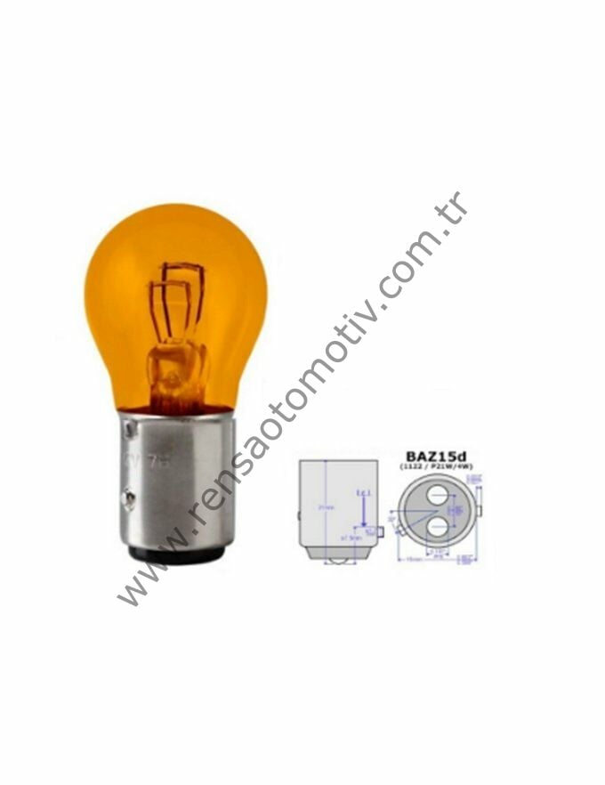 AMPUL ÇİFT DUY ŞAŞI TIRNAK TURUNCU P21/5W BAY15D 12V