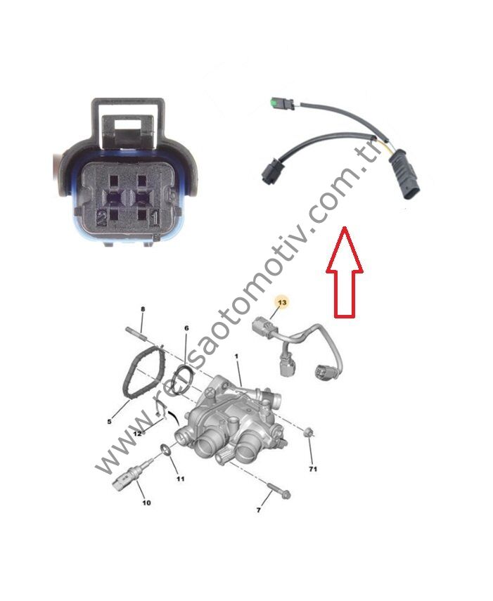 SU DAĞITICI ARA KABLO TERMOSTAT SICAKLIK SENSÖRÜ 207 208 308 508 5008 C3 DS3 C4 DS4 1.4 1.6 VTI