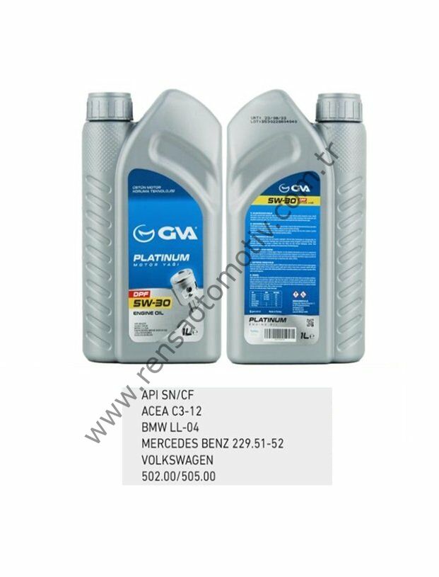 MOTOR YAĞI 5W30 1 LİTRE PLATİNUM PARTİKÜLLÜ DPF TAM SENTETİK API SN/CF