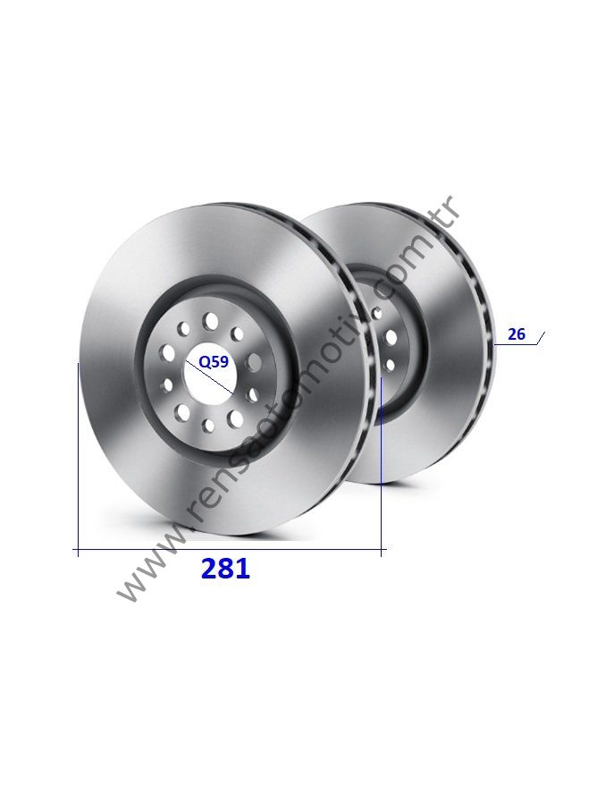 FREN DİSKİ ÖN TAKIM 281x26x43.4 5 DELİK HAVALI FIAT EGEA 20-